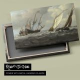 Sailing Fleet on a Choppy Sea canvas front and rear frame view