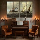 Sailing Fleet on a Choppy Sea canvas wall art in room setting 5