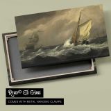 Sailing Boat Riding Rough Waves canvas front and rear frame view