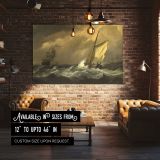 Sailing Boat Riding Rough Waves canvas wall art in room setting 4