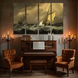 Sailing Boat Riding Rough Waves canvas wall art in room setting 5