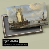 Fishing Boats Moored on a Sandy Shore canvas front and rear frame view