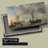 Sailing Vessels at Low Tide canvas front and rear frame view