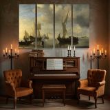 Sailing Vessels at Low Tide canvas wall art in room setting 5