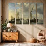 Sailing Vessels at Low Tide canvas wall art in room setting 6