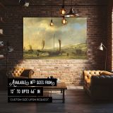 Coastal Boats and a Horse Drawn Cart canvas wall art in room setting 4