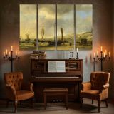 Coastal Boats and a Horse Drawn Cart canvas wall art in room setting 5