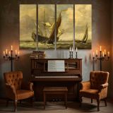 Tall Sailing Ship in Warm Light canvas wall art in room setting 5