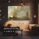 Harbour Boats with Brown Sails canvas wall art in room setting 4