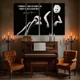 Marilyn Monroe Black and White Quote Portrait canvas wall art in room setting 5
