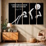 Marilyn Monroe Black and White Quote Portrait canvas wall art in room setting 6