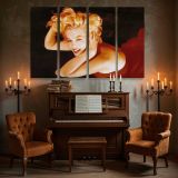 Marilyn Monroe Smiling with Red Lips canvas wall art in room setting 5