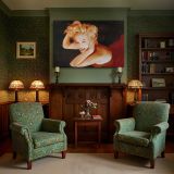 Marilyn Monroe Smiling with Red Lips canvas wall art in room setting 7