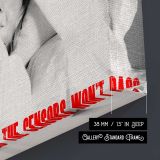 Marilyn Monroe in Bed with Red Quote canvas texture and wrapped edge closeup