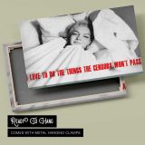 Marilyn Monroe in Bed with Red Quote canvas front and rear frame view