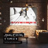 Marilyn Monroe in Bed with Red Quote canvas wall art in room setting 4