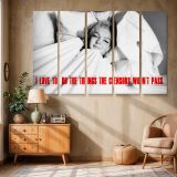 Marilyn Monroe in Bed with Red Quote canvas wall art in room setting 6
