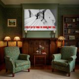Marilyn Monroe in Bed with Red Quote canvas wall art in room setting 7