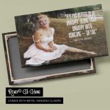 Marilyn Monroe in a Pink Dress with Quote canvas front and rear frame view