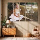 Marilyn Monroe in a Pink Dress with Quote canvas wall art in room setting 6