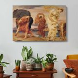 Classical Figures Bathing by the Sea by Frederic Leighton - single-panel canvas displayed above a console table