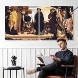 Classical Figures in a Procession by Frederic Leighton — two-panel canvas arrangement in a room