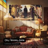 Classical Figures in a Procession by Frederic Leighton — multi-panel canvas in a warmly lit lounge