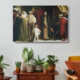 Classical Procession in a Grand Hall by Frederic Leighton - single-panel canvas displayed above a console table