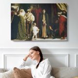 Classical Procession in a Grand Hall by Frederic Leighton - single-panel canvas displayed above a sofa