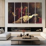 Classical Scene with a Reclining Woman by Frederic Leighton - multi-panel canvas displayed in a modern living room