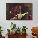 Classical Scene with a Reclining Woman by Frederic Leighton - single-panel canvas displayed above a console table