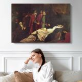 Classical Scene with a Reclining Woman by Frederic Leighton - single-panel canvas displayed above a sofa
