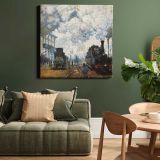 Claude Monet Arrival of the Normandy Train (1877) — room mockup view 15