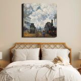 Claude Monet Arrival of the Normandy Train (1877) — room mockup view 17