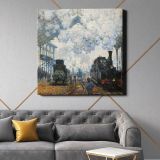 Claude Monet Arrival of the Normandy Train (1877) — room mockup view 21