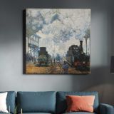 Claude Monet Arrival of the Normandy Train (1877) — room mockup view 3