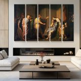 Cleombrotus Ordered Into Banishment by Benjamin West - multi-panel canvas displayed in a modern living room
