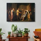 Cleombrotus Ordered Into Banishment by Benjamin West - single-panel canvas displayed above a console table