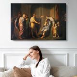 Cleombrotus Ordered Into Banishment by Benjamin West - single-panel canvas displayed above a sofa