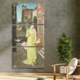 A Herald of Spring 1872 by Walter Crane three panel canvas print in a contemporary interior