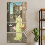 A Herald of Spring 1872 by Walter Crane three panel canvas wall art room mockup