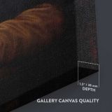Mona Lisa by Leonardo da Vinci close up showing gallery canvas texture and depth