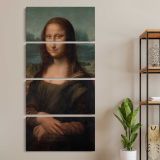 Mona Lisa by Leonardo da Vinci three panel canvas wall art room mockup