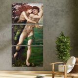 Phyllis and Demophoon 1870 by Edward Burne Jones three panel canvas print in a contemporary interior