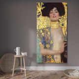 Judith and the Head of Holofernes by Gustav Klimt canvas wall art displayed in a contemporary room