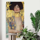 Judith and the Head of Holofernes by Gustav Klimt canvas print displayed in a modern interior