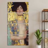 Judith and the Head of Holofernes by Gustav Klimt three panel canvas wall art room mockup