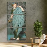 Battledore 1868 1870 by Albert Joseph Moore three panel canvas print in a contemporary interior