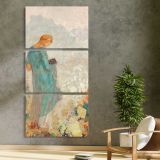 Pandora 1910 1912 by Odilon Redon three panel canvas print in a contemporary interior