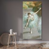Dancer in Green ca 1883 by Edgar Degas canvas wall art displayed in a contemporary room